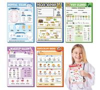 6 Pack Kids Pretend Play Notepads 40 Pages Pretend Pads for Kids Pretend Play Imaginative Role Play(Cosplay)