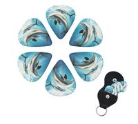 6 Pack Kiss Dolphin Tale Guitar Picks with Guitar Pick Holder, Personalized Celluloid Plectrums for Acoustic Guitar, Bass, Ukulele, Cool Bass Accessories Gifts for Men Women 0.96mm