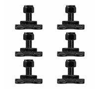 6 Pack L-Track Double Lug Threaded Stud Nut Fitting, L Track Threaded Bolt Stud Fitting Galvanized Iron Rustproof Double Lug Stud Nut for Motorcycle, Trailer, Truck (Black+4cm*3cm/1.57in*1.18in)