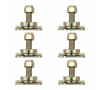 6 Pack L-Track Double Lug Threaded Stud Nut Fitting, L Track Threaded Bolt Stud Fitting Galvanized Iron Rustproof Double Lug Stud Nut for Motorcycle, Trailer, Truck (Gold+4cm*3cm/1.57in*1.18in)