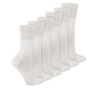 IOMI - 6 Pack Ladies Diabetic Bamboo Socks | Extra Wide Seamless Loose Non Elastic Socks for Women (4-8, White)