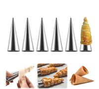 6 pack Large Cream Horn Forms 4.92in, Non-stick Cream Horns Pastry Mould Croissant Baking Forms for Baking Croissants Bead, Chocolate Croissant, Brioche Rolls, Ice Cream Cone Party Dessert (cone)