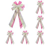 6 Pack Large Easter Wreath Bows, Colorful Spring Easter Basket Bows with Easter Eggs and Bunny Rabbit Pattern, Multilayer Burlap Tree Topper Bows for Wreath Decoration Front Door Wall Decor (E)