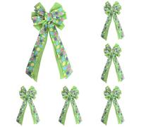6 Pack Large Easter Wreath Bows, Colorful Spring Easter Basket Bows with Easter Eggs and Bunny Rabbit Pattern, Multilayer Burlap Tree Topper Bows for Wreath Decoration Front Door Wall Decor (D)