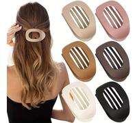 6 Pack Large Flat Hair Clips Oval Claw Clips for Women Thick Thin Hair Matte Solid Neutral Color Non Slip Strong Hold Barrettes Accessories for Women Girls (6Pcs-A)