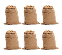 6 Pack Large Hessian Sacks, 50 x 74cm Reusable Hessian Bags Vegetable Storage Bags Hessian Jute Potato Sacks Duty Woven & Breathable Sacks for Storage Coffee Beans Fruit