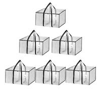 6 Pack Large Moving Bags, Foldable Storage Bags for Loft, Bedding, Clothes & Toys, Heavy Duty Packing Bags with Handles, Backpack Straps & Zippers (6-Pack | 69x35x38cm | Clear-PP)