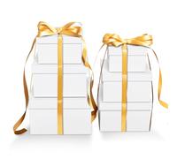 6 Pack Large Nesting Gift Boxes with Lids, 3.9"-6.8"（10-17.5cm) White Square Gift Box with Ribbon Assorted Sizes for Presents, Stackable Boxes for Birthday Wedding Christmas Party Gift Wrapping