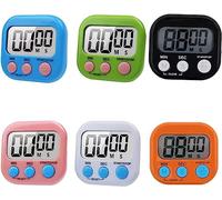 6 Pack Large Screen Digital Kitchen Timer, Magnetic Kitchen Timer,Loud Alarm Magnetic Back Count Up Countdown Timer with ON/Off Switch for,Cooking,Baking (Battery Included)