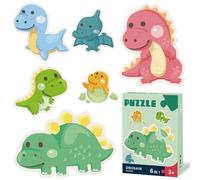 6 Pack Large Size Dinosaur Jigsaw Puzzle Toddler Toy, 31 PCS Children Learning Preschool Educational Ages 2, 3, 4 Year Old for Kids Boys and Girls Gifts