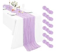 6 Pack Lavender Cheesecloth Table Runner, 10Ft Boho Gauze Runner 21×120 Inch Rustic Romantic Long Runner for Wedding Party Bridal Shower Thanksgiving Christmas Decoration