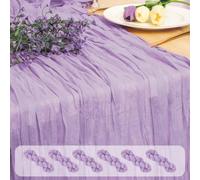 6 Pack Lavender Cheesecloth Table Runner, 45 x 275 cm Lilac Purple Boho Rustic Gauze Cheese Cloth Table Runner Romantic Sheer Fabric Cheese Cloth Table Runner for Wedding Party Garden Farmhouse