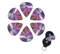 6 Pack Lavender fields Guitar Picks with Guitar Pick Holder, Personalized Celluloid Plectrums for Acoustic Guitar, Bass, Ukulele, Cool Bass Accessories Gifts for Men Women 0.46mm