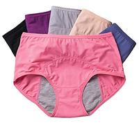 6-Pack Leakproof Menstrual Panties, Soft Comfy Stretch Leak Proof Underwear For Women Incontinence Women's Period Underwear, Postpartum Shorts, Cotton Brief Physiological A,4XL