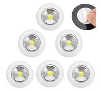 6 Pack LED Battery-Powered Wireless Touch Night Lights, Stick-on Push Light, Self Adhesive Under Cabinet Lamp for Closets, Cabinets, Counters or Utility Rooms - Energy Efficient & Portable Lighting