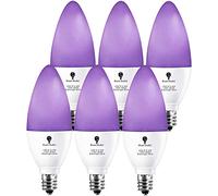 6 Pack LED Black Light Bulb, 6W E12 Candle Blacklight Bulb Level 385-400nm, Body Paint, Glow in The Dark Party E12 LED Light Bulb Neon Glow Fluorescent Poster Candelabra Bulbs