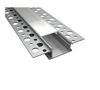 6-Pack LED Drywall Aluminum Profile Kit - 6M Total Length - Recessed Plaster-in Channel for <12mm LED Strips - Frameless Flush Mount with Diffuser Cover - Easy to Cut & Install