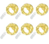 6 Pack LED Fairy Lights Battery Operated, 3m/10ft Warm White LED Micro Silver Wire String Lights, Firefly String Decorative Lighting for Home Party Wedding Indoor Jars Garden Christmas Decor