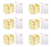 6 Pack LED Fairy Lights Battery Operated with Timer, 13FT 40LED Waterproof Firefly Lights Silver Wire Mini Twinkle String Lights for Wedding Christmas Birthday Party Mason jar Decorations, Warm White
