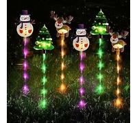 6 Pack LED Outdoor Solar Ground Inserted Christmas Decorative Lights, Waterproof Solar Christmas Lights with Santa, Snowman, Elk for Porches, Yard, Garden, Pathway Decor (Style-A)