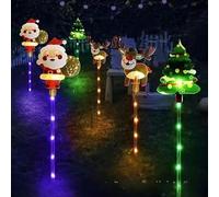 6 Pack LED Outdoor Solar Ground Inserted Christmas Decorative Lights, Waterproof Solar Christmas Lights with Santa, Snowman, Elk for Porches, Yard, Garden, Pathway Decor (Style-B)