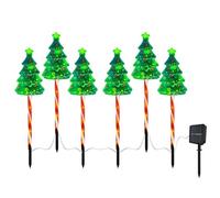 6 Pack LED Solar Powered String Lights IP65 Xmas Candy Cane Light | 6 Pack Solar Outdoor Lights IP65 Waterproof Candy Cane Xmas Tree Lights with USB Rechargeable Auto On/Off for Yard Pathway