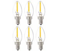6 Pack LED Vintage Edison Bulb Candelabra C7-1W LED Filament Candle Bulb, Replace 10W, E14 Base, Clear Warm White 2700K, 220VAC (10W Equivalent)