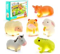 6 Pack Light Up Bath Toys for Babies Toddler Sensory Toys Farm Animals LED Baby Bath Toys Floating Colour Changing No Mould Waterproof Bath Lights
