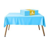 6 Pack Long Tablecloth Plastic Table Cover 274x137cm, Blue Plastic Cover Disposable Tablecloths, Rectangular Tablecloths,Great For Wedding, Restaurant, Party Decoration, Outdoor & Theme Events