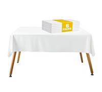 6 Pack Long Tablecloth Plastic Table Cover 274x137cm, White Plastic Cover Disposable Tablecloths, Rectangular Tablecloths,Great For Wedding, Restaurant, Party Decoration, Outdoor & Theme Events