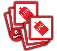 6 Pack - LPG Warning Stickers - 100mm x 100mm - Motorhome, Caravan, Camper LPG Gas Decals