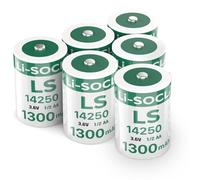 6 Pack LS14250 3.6V 1/2AA 1300mAh Lithium ER14250 Battery for SAFT Water Meter Electricity Generic Battery, Non-Rechargeable