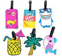 6 Pack Luggage Tags for Suitcases, Waterproof Travel Tags, Suitcase Bag Labels, PVC Luggage Tag with Name ID Card for Travel Bag, Checked Luggage, Suitcases, Laptop Bags, Handbag, Backpacks