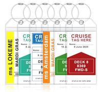 6 Pack Luggage Tags Travel Essentials & Cruise Essentials for NCL, Princess, Carnival, Royal Caribbean & Celebrity Cruise Ships, Wide