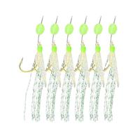 6 Pack Luminous Soft Lure Fishing Rigs | Glow-in-the-dark beads effectively attract fish in low-light and deep saltwater conditions.