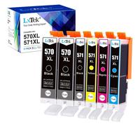 6-Pack LxTek High-Yield PGI-570XL/CLI-571XL Ink Cartridges for Canon PIXMA TS5050 MG5750 MG6850 MG6851 TS5051 MG5751 MG5753