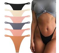 6 Pack M Code G String Thongs for Women, Breathable Ice Silk, Seamless No Show Thong Underwear, Comfortable Low Rise G-String Panties for Daily Wear, Multipack Assorted Colors