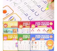 6 Pack Magic Large Grooved Copybooks, Magical Ink Handwriting Practice Books for Kindergarten, Reusable Preschool Learning Activities with Pens, Gift for Kids Age 3 4 5 6 7 8(10.2 x 7.4in)