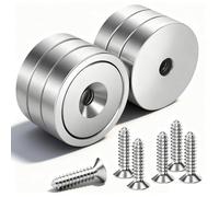 6 Pack Magnet with Screws 25 LB Force 20 x 6 mm with Countersunk Hole, Pot Extra Strong Magnets, Neodymium Round Magnets