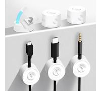 6 Pack Magnetic Cable Clip Clips, Under Desk Cable Management, Adhesive Cord Clip Storage Box for Home Desk Phone Car Wall Desktop Nightstand, Wall Cable Management (White)