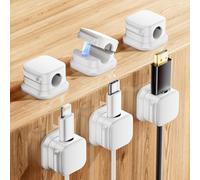6 Pack Magnetic Cable Clips, Cable Tidy Tools,Magnetic Cord Organizer Strong Adhesive Desk for Nightstand, for Wall,Office,Car,Desk,Nightstand(White)
