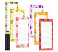 6 Pack Magnetic Shopping List Pads, To Do Notepads for Fridge, 300 Sheets | Fruit Print To Do Notepads with Magnetic PU Pen Holder for Meal Plans, Grocery Lists and Reminders