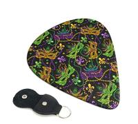 6 Pack Mardi Gras Surface Guitar Picks, Bass Electric Acoustic Guitar Ukulele Accessories, Medium Guitar Picks Plectrums with Organizer Bag