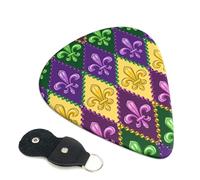 6 Pack Mardi Gras4 Guitar Picks, Bass Electric Acoustic Guitar Ukulele Accessories, Medium Guitar Picks Plectrums with Organizer Bag