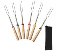 6 Pack Marshmallow Toasting Forks Kit, Telescoping Smores Sticks for Fire Pit, Extendable Stainless Steel Smores Sticks for BBQ and Campfire, Barbecue Forks for Hotdog Hot Dog Bonfire, Outdoor