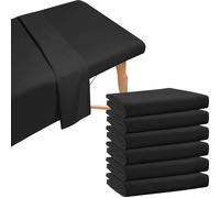 6 Pack Massage Table Sheet Microfiber Fitted Sheets Bulk Reusable Spa Bed Sheets with Elastic Soft Beauty Couch Covers for Professional Salon Hotel School, 196 x 91 x 18 cm (Black)