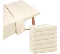 6 Pack Massage Table Sheet Microfiber Fitted Sheets Bulk Reusable Spa Bed Sheets with Elastic Soft Beauty Couch Covers for Professional Salon Hotel School, 196 x 91 x 18 cm (Beige)