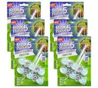 6 Pack Max Flush 5 Forest Pine Toilet Rim Block Cleaner (Twin Pack), Clear Water Toilet Rim Block with Anti-Limescale, Cleaning Foam, Dirt Protection and Extra Freshness