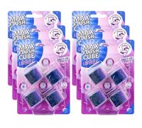 6 Pack Max Flush Cube Toilet Cleaning Blocks - Coloured Water Cistern, Powerful Limescale Remover, Foaming Action Toilet Cleaner, Long-Lasting Fresh Fragrance In-Cistern Toilet Freshener - Lavender