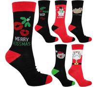 6 Pack MEN’S FESTIVE CHRISTMAS SOCKS | 6 Pack Cotton Rich Mens Festive Christmas Socks | NOVELTY XMAS IDEAL STOCKING FILLER SNOB GIFT FOR HIM ASSORTED MIX UK 6-11 EUR 39-45